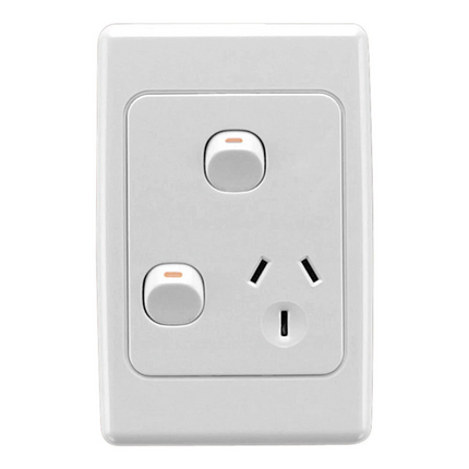 Clipsal Power Point 10A Single 2000 Series Vertical White Extra Switch | 2015VX-WE