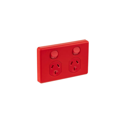 Clipsal Classic C2000 Series Switched Socket Outlet Twin, 250V, 10A | Red C2025-RD