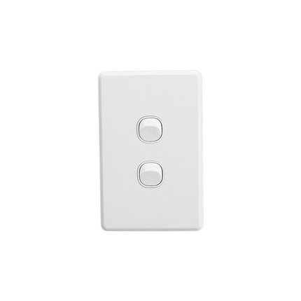 Clipsal Switch Flush Mount Rocker Standard 2 Gang 10A/AX 250V 1 Pole 1/2 Way Vertical White | C2032VAWE