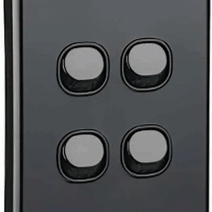Clipsal Switch C2000 Series 4 Gang Vertical 250V 10A Black C2034VA-BK