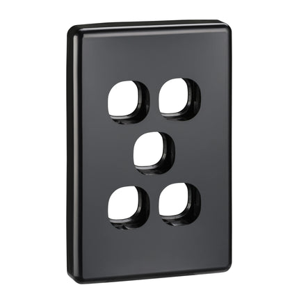 Classic C2000 Series Switch Grid Plate and Cover 5 Gang, Less Mechanism | Black | C2035VH-BK