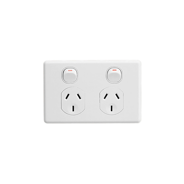 Clipsal Classic C2000 Series Switched Socket Outlet Twin 250V 10A 2 Pole White Electric C2025D-WE