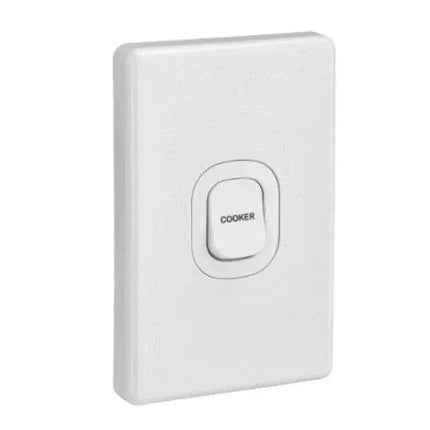 Clipsal Cooker Switch Rocker Flush Mount Standard 1 Gang 45A 250V Vertical White | C2031V45WE