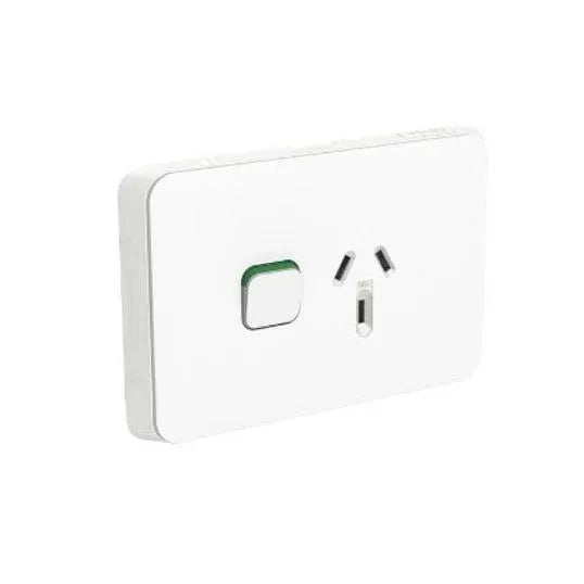 Clipsal Single Power Point Flush Mount 10A 250V 2P Plus E Horizontal Safety Shutter Vivid White 3015VW