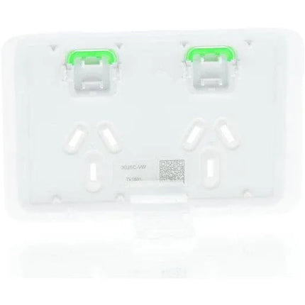 Clipsal Iconic Double Power Point Skin Horizontal Mount, 250V, 10A, Clip-On | Vivid White 3025C-VW