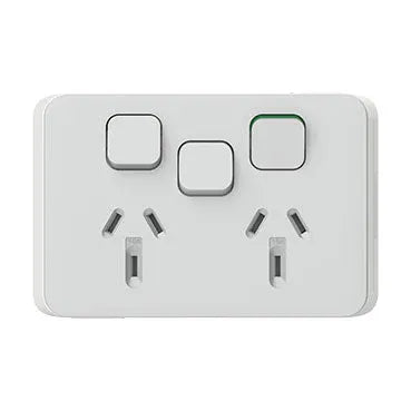 Clipsal Iconic Double Power Point Skin with 1 extra switch Horizontal Mount 250V 10A Clip-On Cool Grey