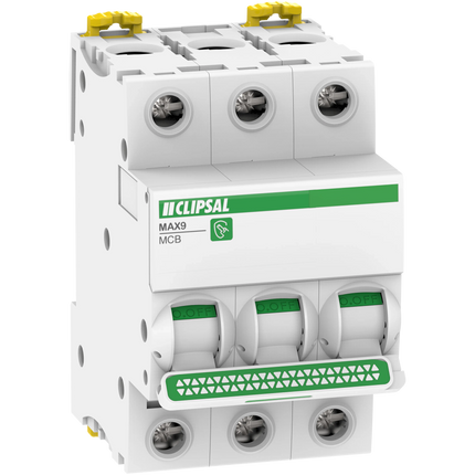 Clipsal MAX9 Miniature Circuit-Breaker (MCB) 3P, 40A, C Curve, 6000A, 415V, Distribution | MX9MC340