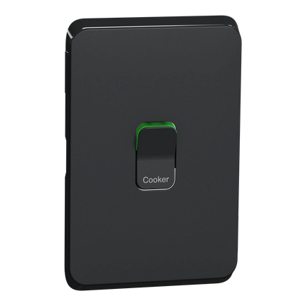 Clipsal Iconic Cooker Switch Cover Frame 15A | Extra Black | 3041-45C-XB