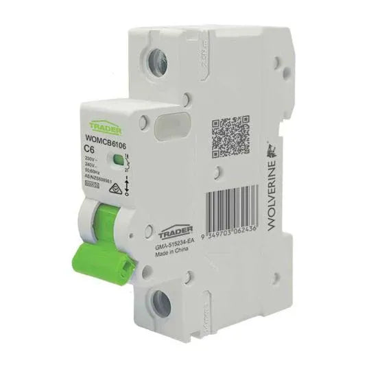 GSME Trader Miniature Circuit Breaker C Curve 230-240V 6A 6kA 1Pole 1Module 18mm DIN Rail Mount WOMCB6106 – product detail