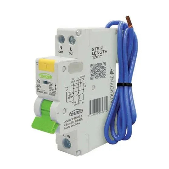 GSME Trader RCBO Type A 230-240 VAC 32 Amp 6 kA 1 Pole 30 mA IP20 1 Module WORCBO6132T