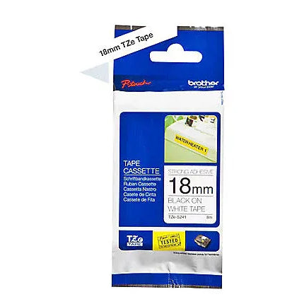 Brother 18MM Black White Tape Strong Adhesive TZE Tape