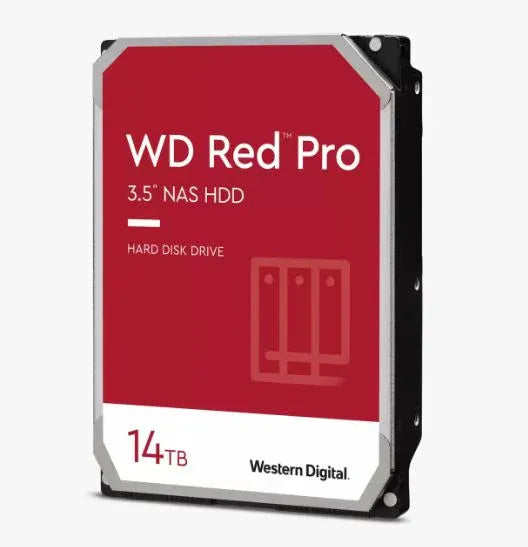 Western Digital WD Red Pro 14TB 3.5' NAS HDD SATA3 7200RPM 512MB Cache 24x7 180TBW 8-bays NASware 3.0 CMR