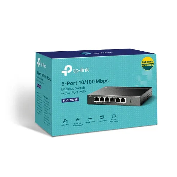 TP-Link TL-SF1006P 6-Port 10/100Mbps Desktop Switch with 4-Port PoE Plus Up To 67W For all PoE Ports Up To