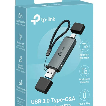 TP-Link UA430D USB 3.0 Type-C&A to SD & microSD 3.0 Card Reader, support SD，SDHC、SDXC，microSD、microSDHC、microSDXC cards up to 2TB.