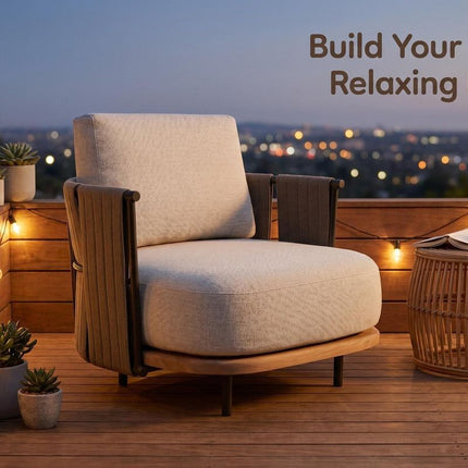 Woven Armrest Single Outdoor Sofa