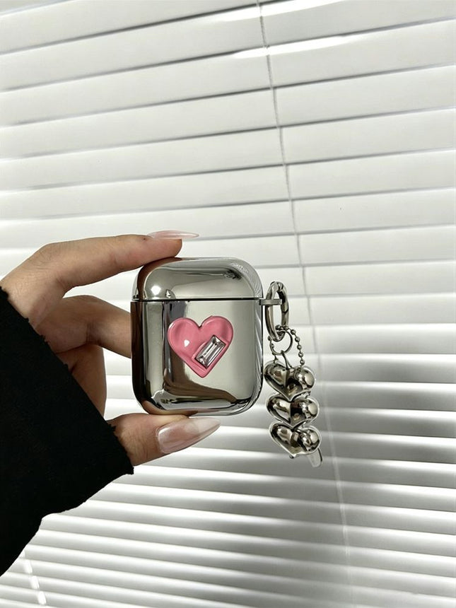 AirPods 4 Textured Pink Heart Electroplated Case Plus 3 Heart Charms – product detail