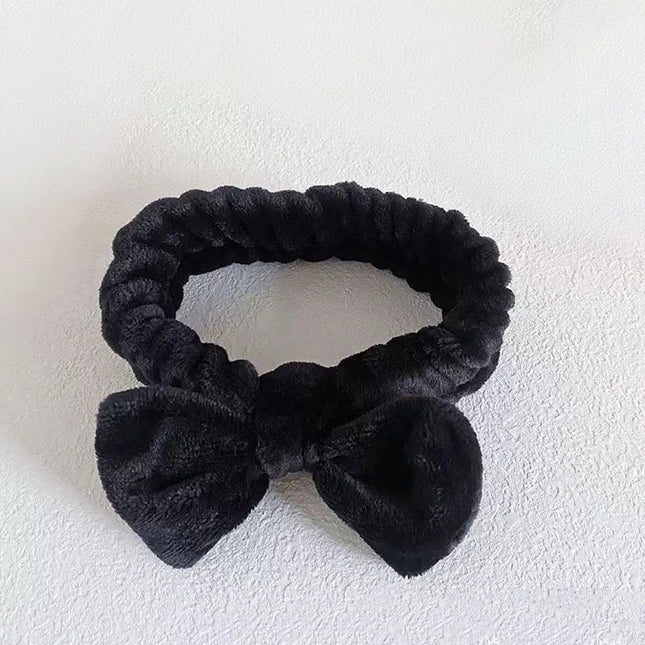 Autumn/Winter Plush Bow Headband Black V1221-AUTUMN-WINTER-PLUSH-BOW-HEADBAND-BLACK