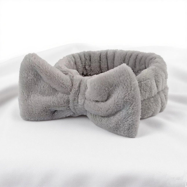 Autumn/Winter Plush Bow Headband Gray V1221-AUTUMN-WINTER-PLUSH-BOW-HEADBAND-GRAY