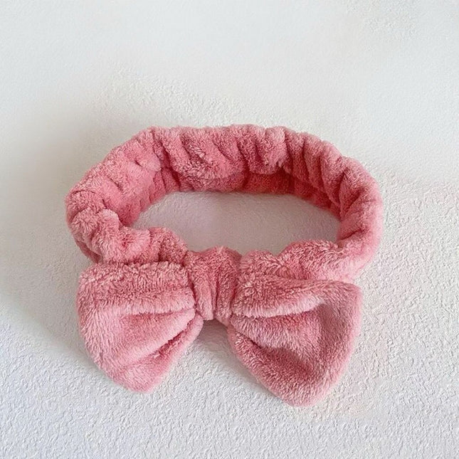 Autumn/Winter Plush Bow Headband Leather Red V1221-AUTUMN-WINTER-PLUSH-BOW-HEADBAND-LEATHER-RED
