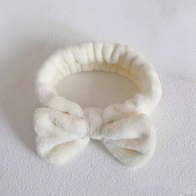 Autumn/Winter Plush Bow Headband Milky White V1221-AUTUMN-WINTER-PLUSH-BOW-HEADBAND-MILKY-WHITE