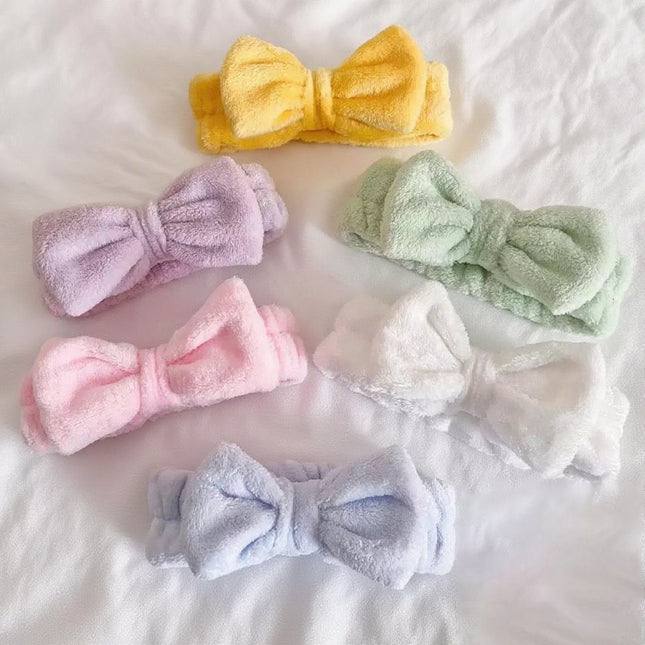 Autumn/Winter Plush Bow Headband Milky White – product detail