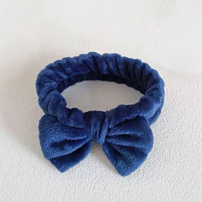Autumn/Winter Plush Bow Headband Navy Blue V1221-AUTUMN-WINTER-PLUSH-BOW-HEADBAND-NAVY-BLUE