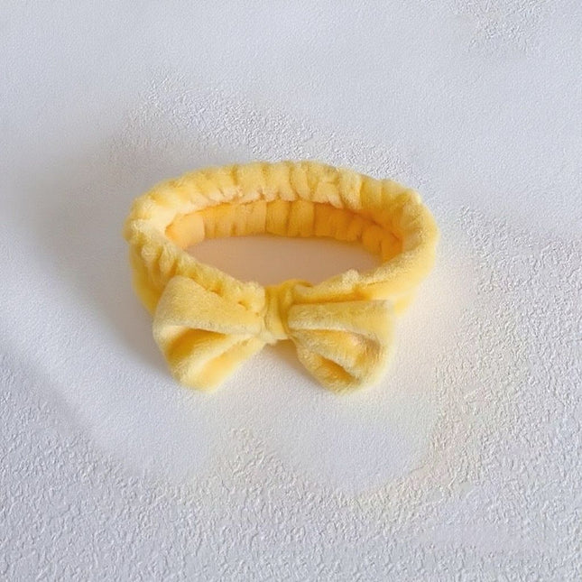 Autumn/Winter Plush Bow Headband Yellow V1221-AUTUMN-WINTER-PLUSH-BOW-HEADBAND-YELLOW
