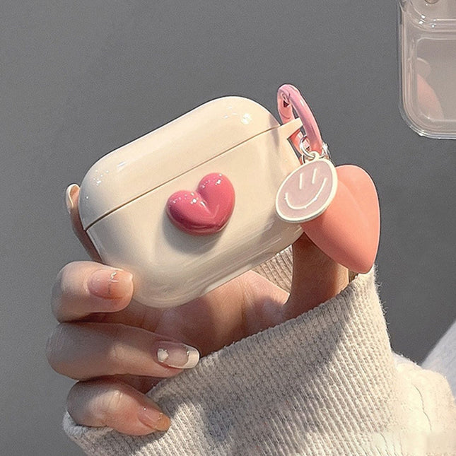 Beige shell Plus smiling heart pendant AirPods 1/2 – product detail