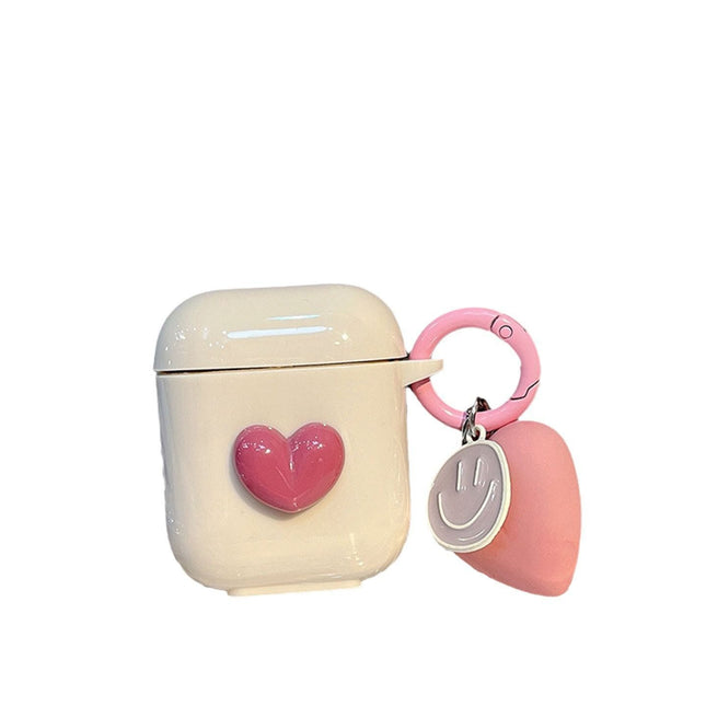 Beige shell Plus smiling heart pendant AirPods Pro V1221-BEIGE-SHELL-SMILING-HEART-PENDANT-AIRPODS-PRO