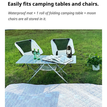 Black Ground Mat Version-Ground Mat+Folding Table+2 Moon Chairs