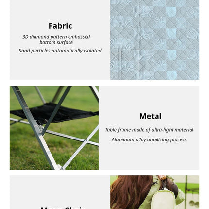 Black Ground Mat Version-Ground Mat+Folding Table+2 Moon Chairs