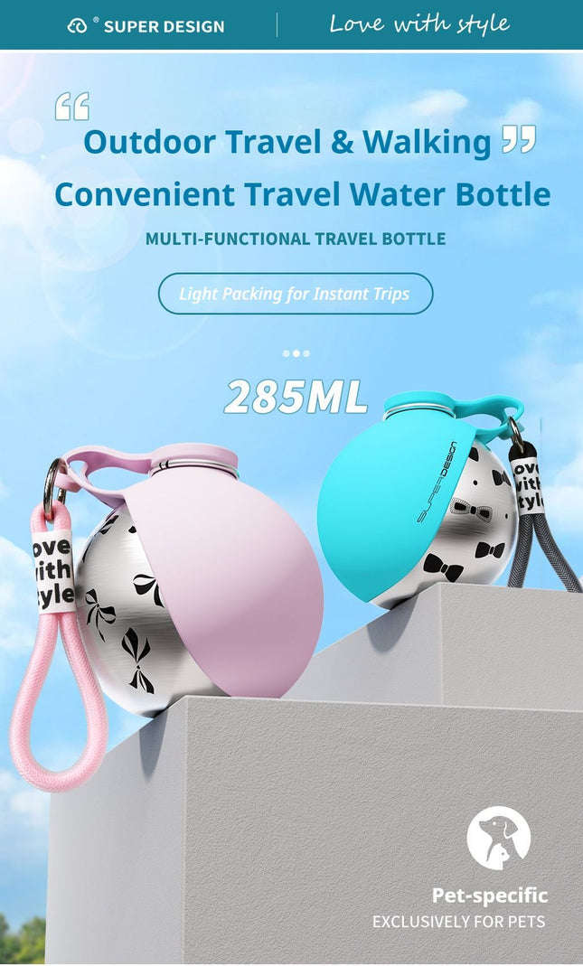 Blue Floral Print Xiaoman Portable Pet Water Bottle – product detail