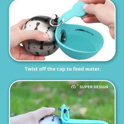 Blue Floral Print Xiaoman Portable Pet Water Bottle
