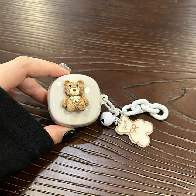 Bow Brown Bear Beige Shell Plus Beige Bear Chain AirPods Pro