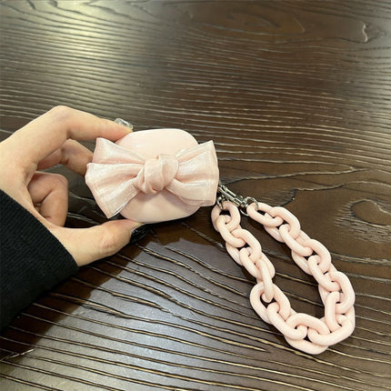 Bow Brown Bear [Beige Shell] + Beige Bear Chain AirPods Pro