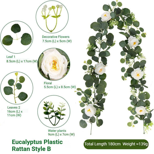 Eucalyptus with Flowers -60Heads- A V1221-EUCALYPTUS-WITH-FLOWERS-60HEADS-A