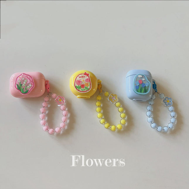 Floral patches Plus light blue base shell Plus blue bracelet AirPods 1/2 – product detail