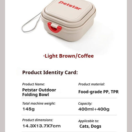 Foldable Outdoor Pet Bowl Light Brown