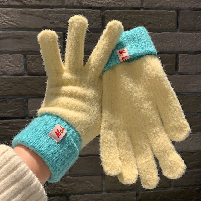 Knit Gloves Cream Yellow V1221-KNIT-GLOVES-CREAM-YELLOW