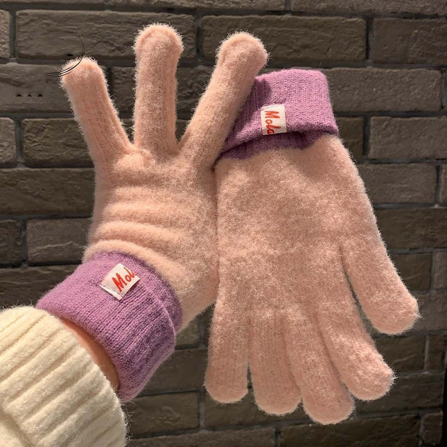 Knit Gloves Pink V1221-KNIT-GLOVES-PINK