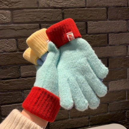 Knit Gloves Rose Red