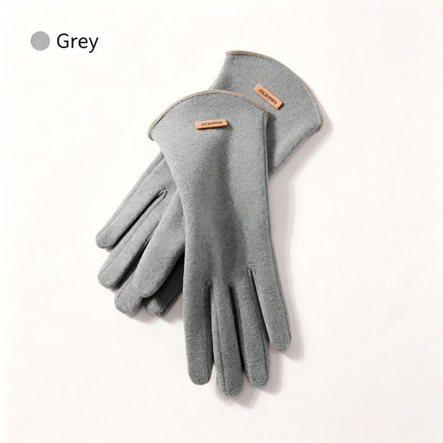 Ladies Winter Warm Cashmere Gloves DY43 Dark Tea Camel – product detail