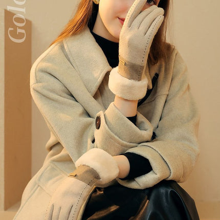 Ladies Winter Warm Cashmere Gloves DY43 Dark Tea Camel