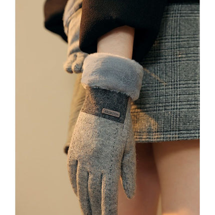 Ladies Winter Warm Cashmere Gloves DY50 Khaki
