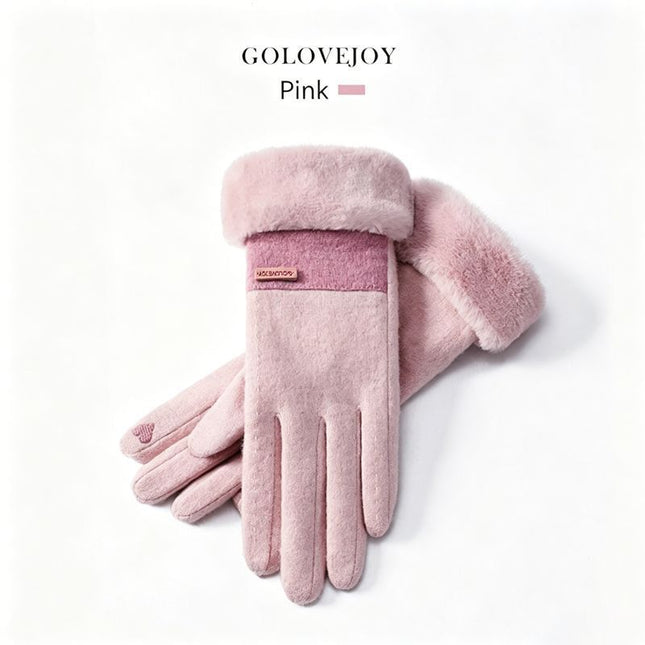 Ladies Winter Warm Cashmere Gloves DY50 Pink V1221-LADIES-WINTER-WARM-CASHMERE-GLOVES-DY50-PINK