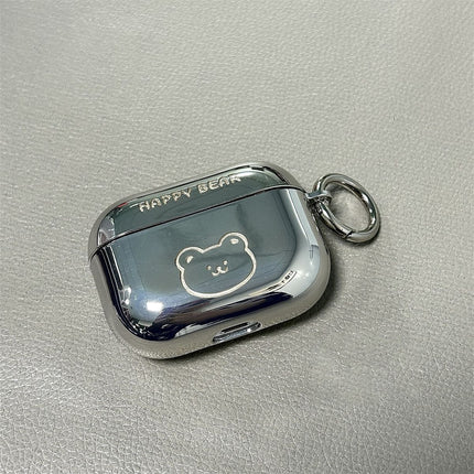 Laser Engraved HAPPY Bear Electroplated + Ring Apple AirPods 3