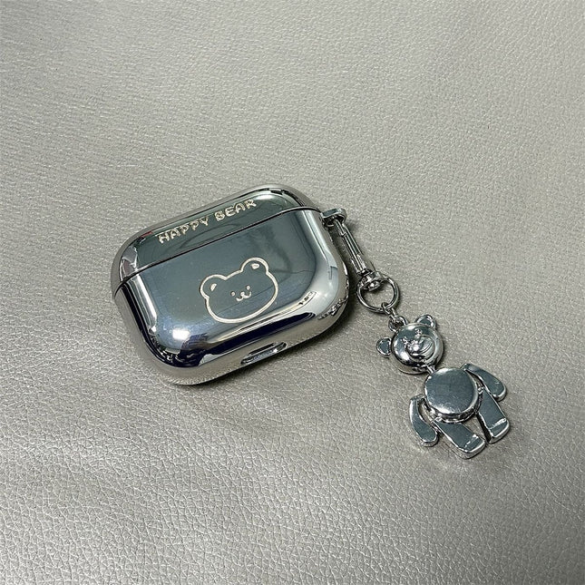 Laser Engraved HAPPY Bear Plus Matching Keychain Apple AirPods 1