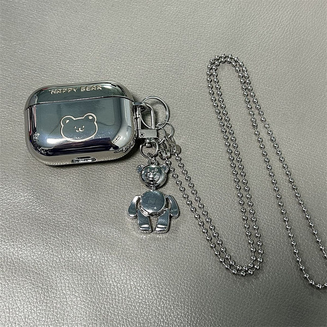 Laser Engraved HAPPY Bear Plus Matching Keychain Plus Necklace AirPods pro