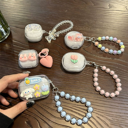Pink Flower Clear Case + Pink Bracelet