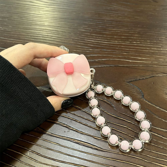 Semi-transparent bow pink shell Plus pink bead bracelet AirPods Pro